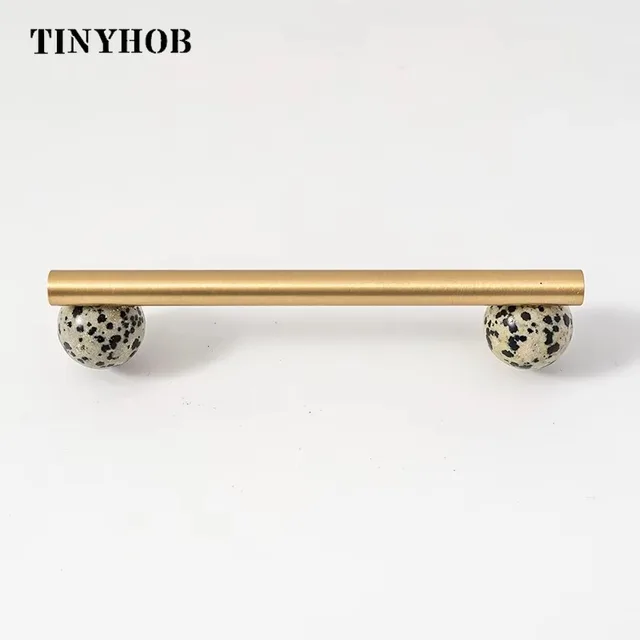 Tinyhob Nordic Art Handle/หินอ่อนธรรมชาติ + ทองเหลืองจับและลูกบิดลิ้นชักดึงKnobsตู้ครัวสีชมพูเฟอร์นิเจอร์ฮาร์ดแวร์ 1