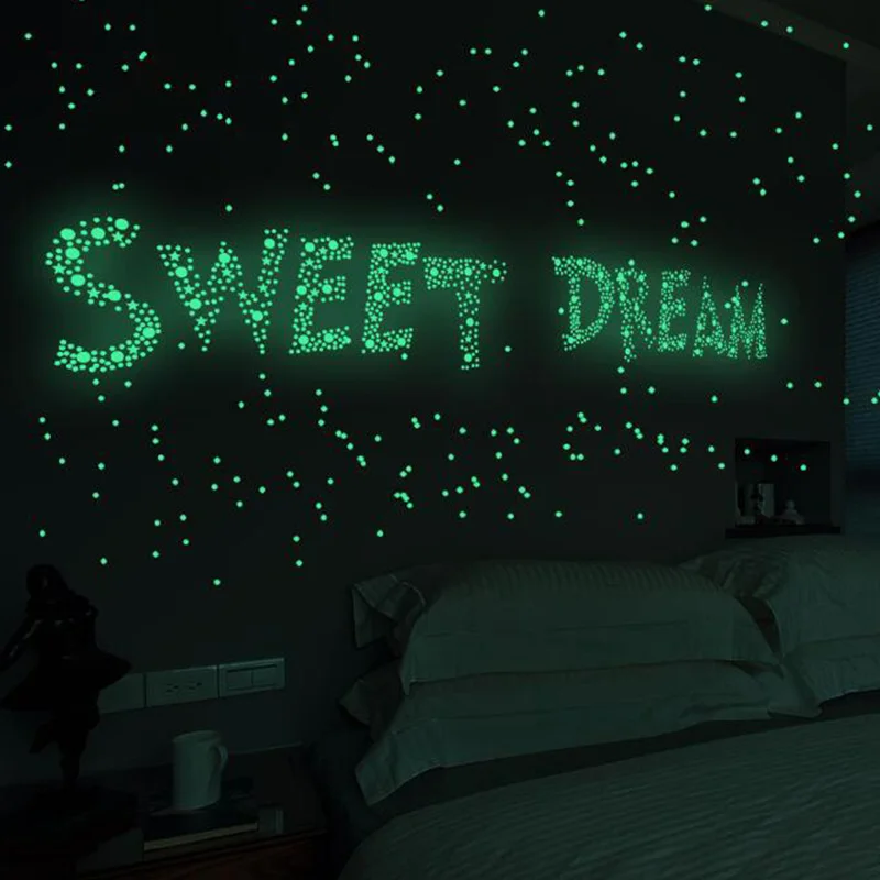 Luminous 3D Glow-in-the-Dark Wall Stickers – Fluorescent Stars and Moon