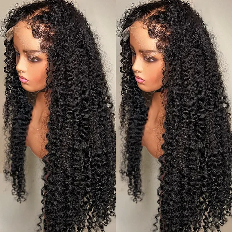 Human Hair Wig Kinky Curly 4C Edges Curly Baby Hair 13x6 13x4 HD Lace Frontal Wig Afro