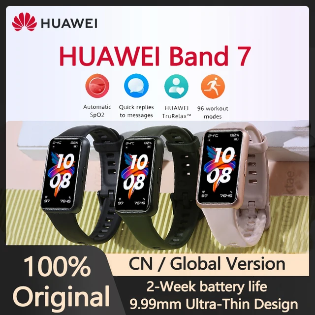 Huawei Band 7 Smart Band Blood Oxygen 1.47'' AMOLED Screen Heart Rate Tracker Smartband 2 Weeks Battery Life 5ATM Waterproof 1