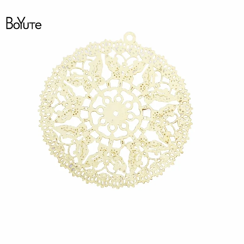 

BoYuTe (20 Pieces/Lot) 30MM Filigree Flower Pendant Sheets Diy Brass Handmade Materials for Necklace Jewelry Making