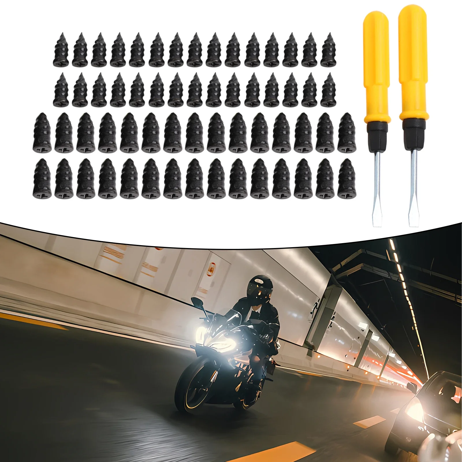 60Pcs Car Vacuum Tire Repair Nails Rubber Screw Nail + Screwdriver Fast Tool Set Car Tire Repair Tools