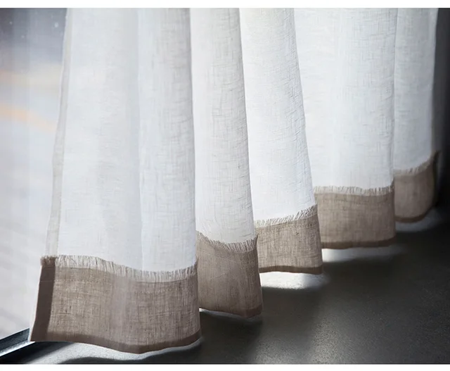 Mantovana In Finto Lino Con Nappe, 43cm - Tendina Corta Per Cucina, Soggiorno O Bagno, Stile Rustico - Foto 14