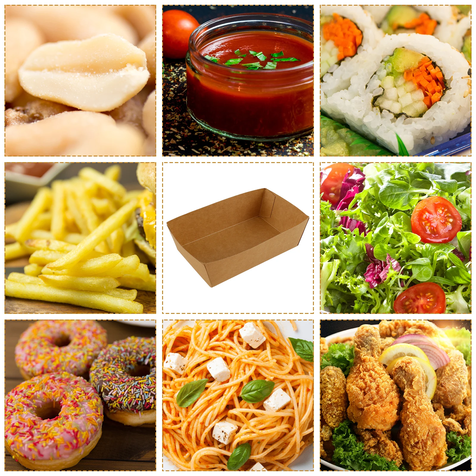 Paper Food Trays Disposable 100 Pack – Grease-Resistant Kraft Paper Snack Serving Boats... - SKU TFT16564 - UGI Packaging