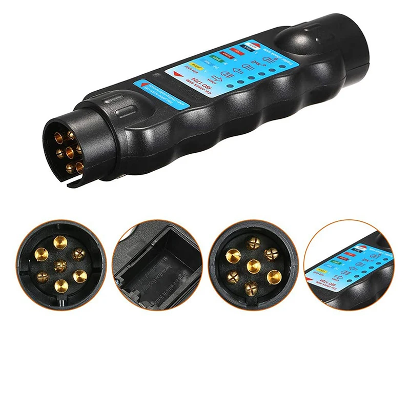 

7-Pin Round Trailer Circuit Tester RV Trailer Wiring Towing Vehicle Socket Tester, Trailer Light Wire Circuit Tester Plug Tool