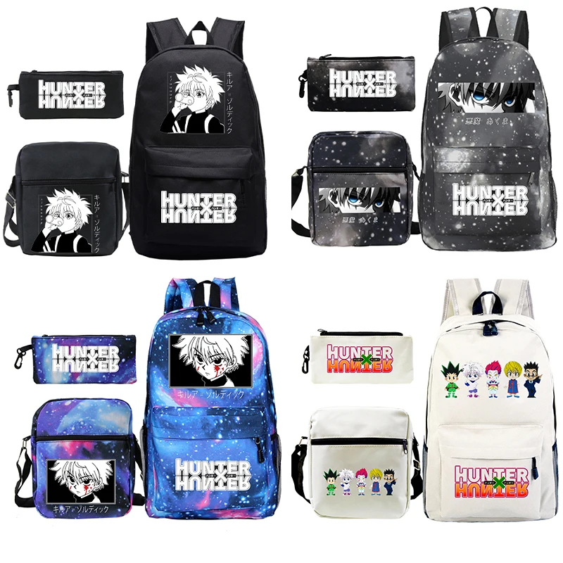 Anime Hunter X Hunter 3pcs/set Backpack School Bags for Girls Boy Laptop Travel Backpack Women Backpacks+shoulder Bags+pen Bag