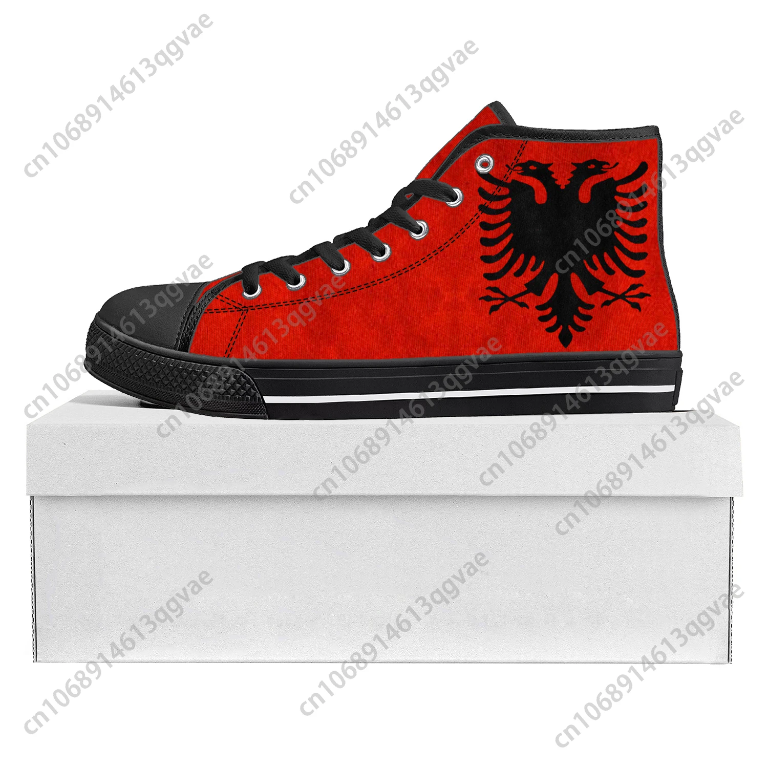 Albanian Flag High Top High Quality Sneakers Mens Womens Teenager Canvas Sneaker Albania Casual Couple Shoes Custom Shoe