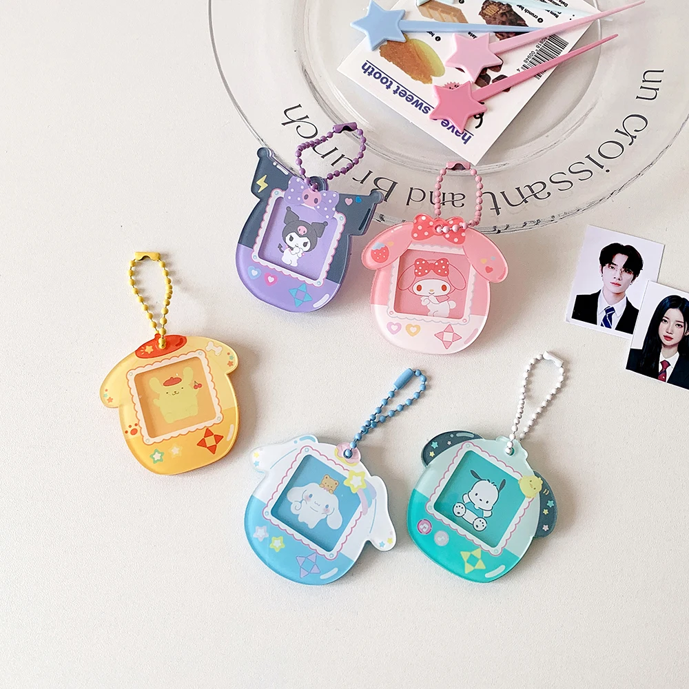Kawaii Cartoon Kuromi My Melody Acrylic Card Holder Cute Cinnamoroll Pochacco Girls Idol 1-Inch Photo Storage Pendant Card Clip 3