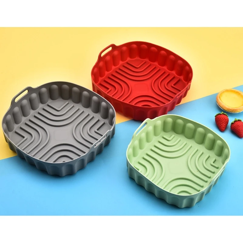 

Baking Tray Square Foldable Air Fryer Silicone Pot Air Fryer Bowl Pad Reusable
