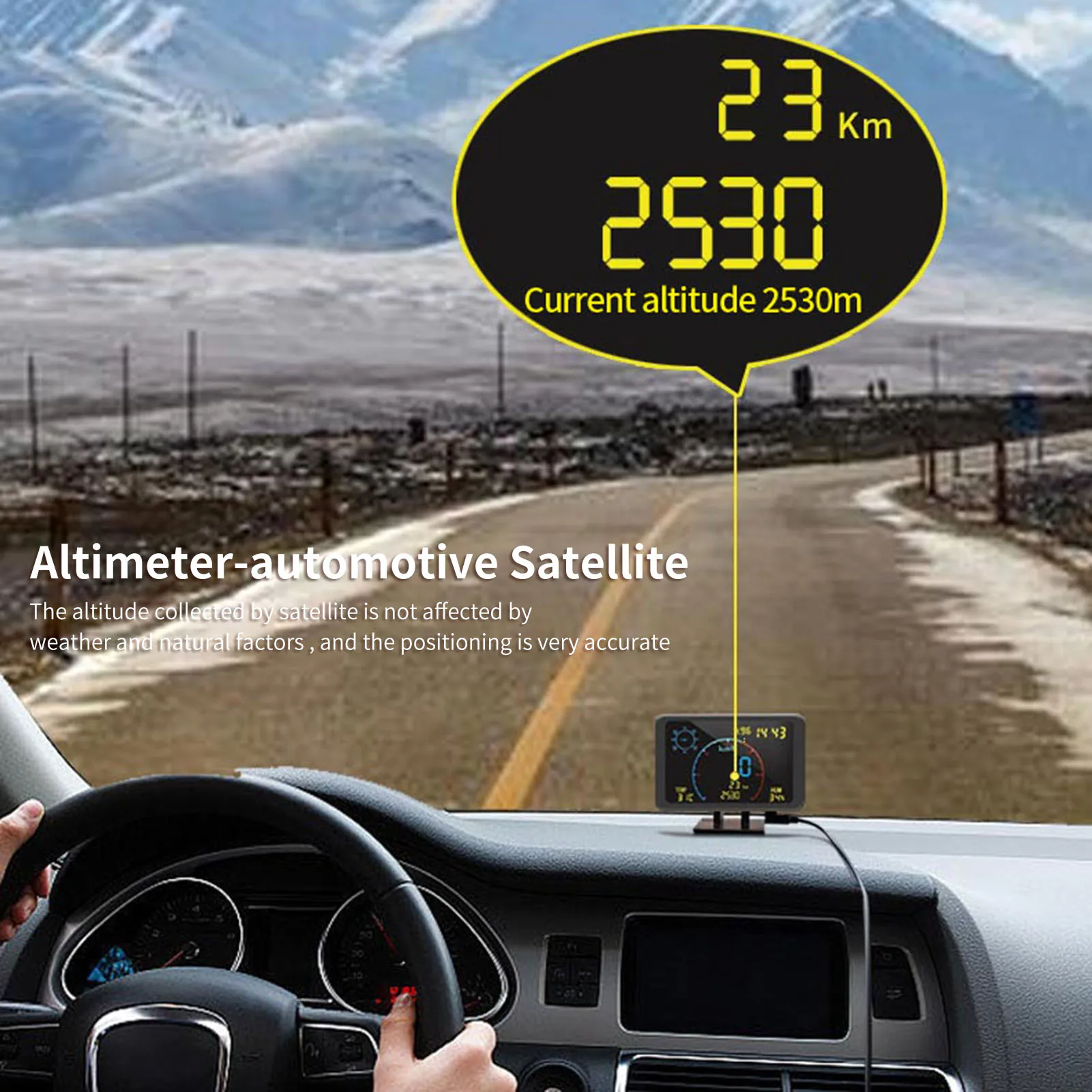 Car HUD Display Car Head Up Display Speed Gauges Speed Meter Car Display Screen Car GPS Speedometer Odometer 4.7 inch LCD Display HUD HD Display with Over Speeding Alarm Function for All 5-24V Vehicle