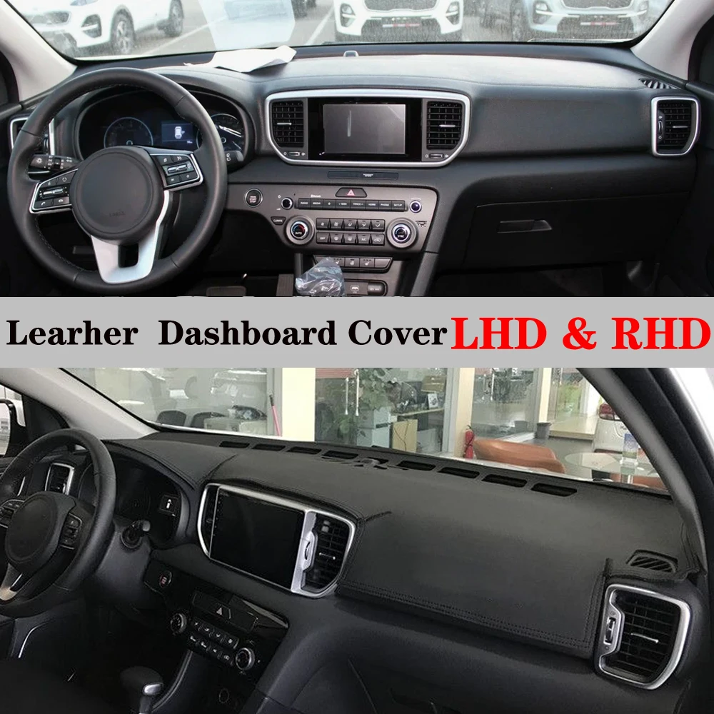 Dashboard Dash Mat Cover PU Leather Pad Sunshade Anti-UV Carpet Car Accessories For Kia Sportage QL G4