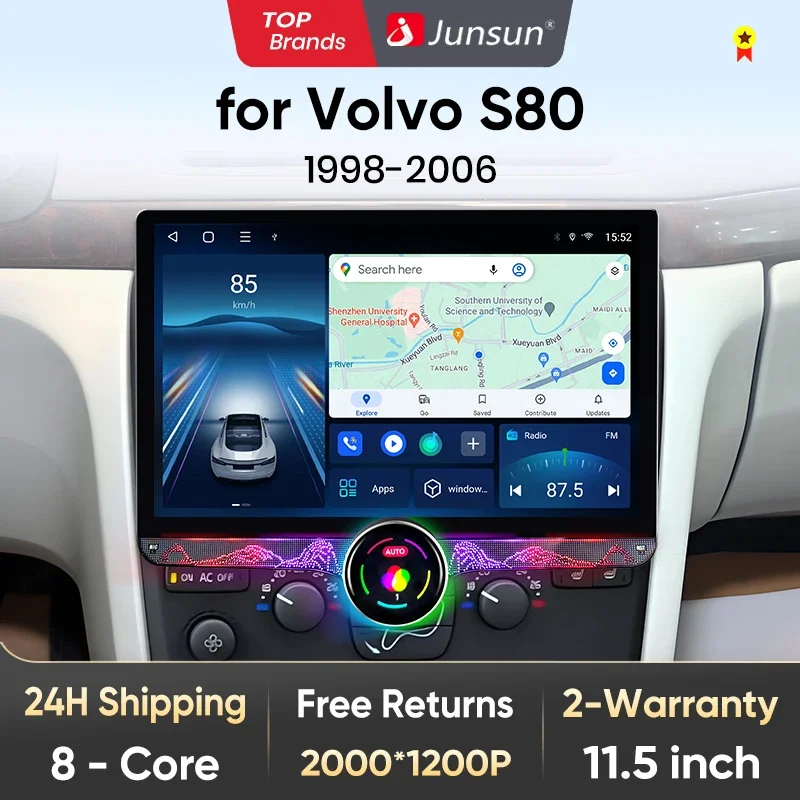 Junsun 11.5 "qled 2k kabelloses Carplay für Apple Autoradio Android 13 Auto für Volvo S80 2012-2016 Multimedia Stereo 8 Core 4g
