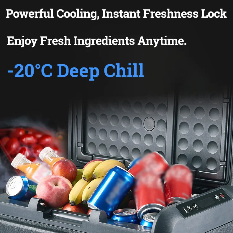 35L 휠형 듀얼존 휴대용 차량 냉장고 냉동고 12V 24V 자동차 냉장고 LED 디스플레이 포함 캠핑 여행용