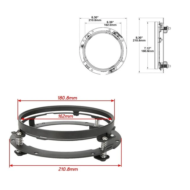 SKUNTUGUANG 7 Zoll LED Scheinwerfer mit Halterungsring für Harley