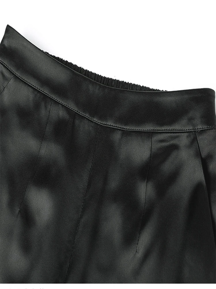Birdtree 19MM 95% Real Silk Double Joe Summer Pants Women Loose Straight Wide Leg Pants Women's High Waist Pantalon B37958QD