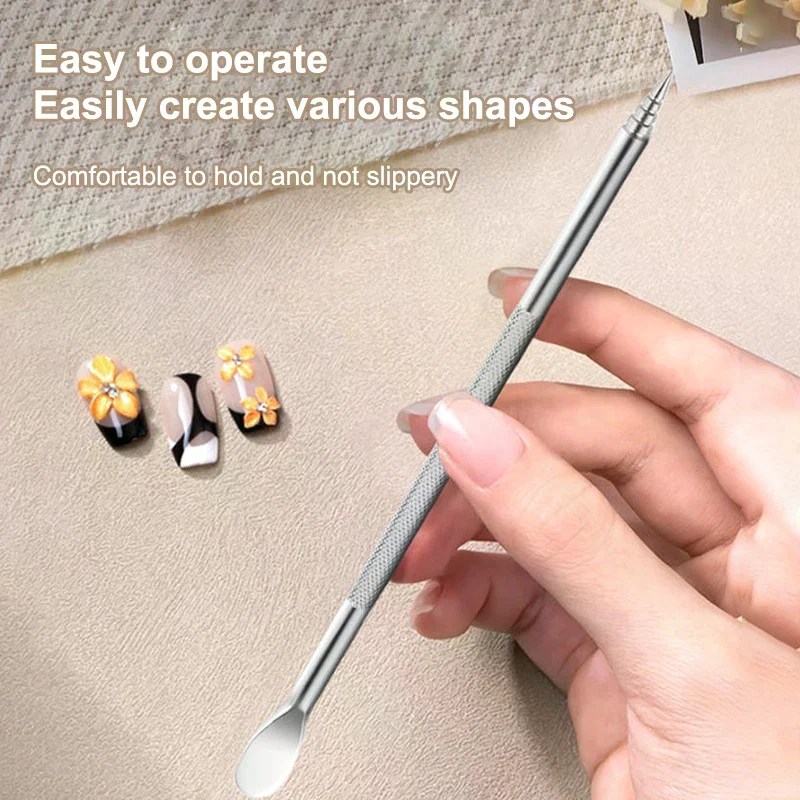 12.5cm Double-Ended Nail Carving Pen - Multi-Function 3D Flower Sculpture Brush, Mix Gel Polish Builder Pen for DIY Manicure