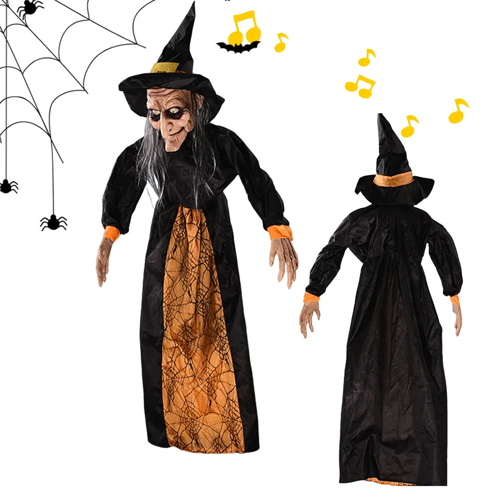 Halloween Eerie Illuminated Hanging Witch Horror Toy Voice Controlled Luminous Soundmaking Ghost Ghost House Horror Decoration