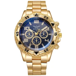 Luxury Heavy-Duty Men's Quartz Wristwatch with Large Dial (Gold black)
