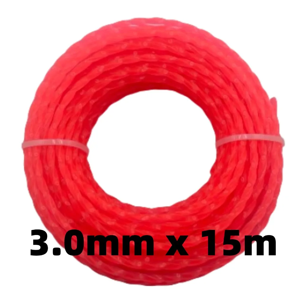 15m * 2.0/2.4/2.7/3.0/3.5/4.0mm Ligne De Coupe Gazon En Nylon Débroussailleuse Tête Tondeuse Corde Carrée Fil De Coupe Accessoires De Tondeuse à Gazon