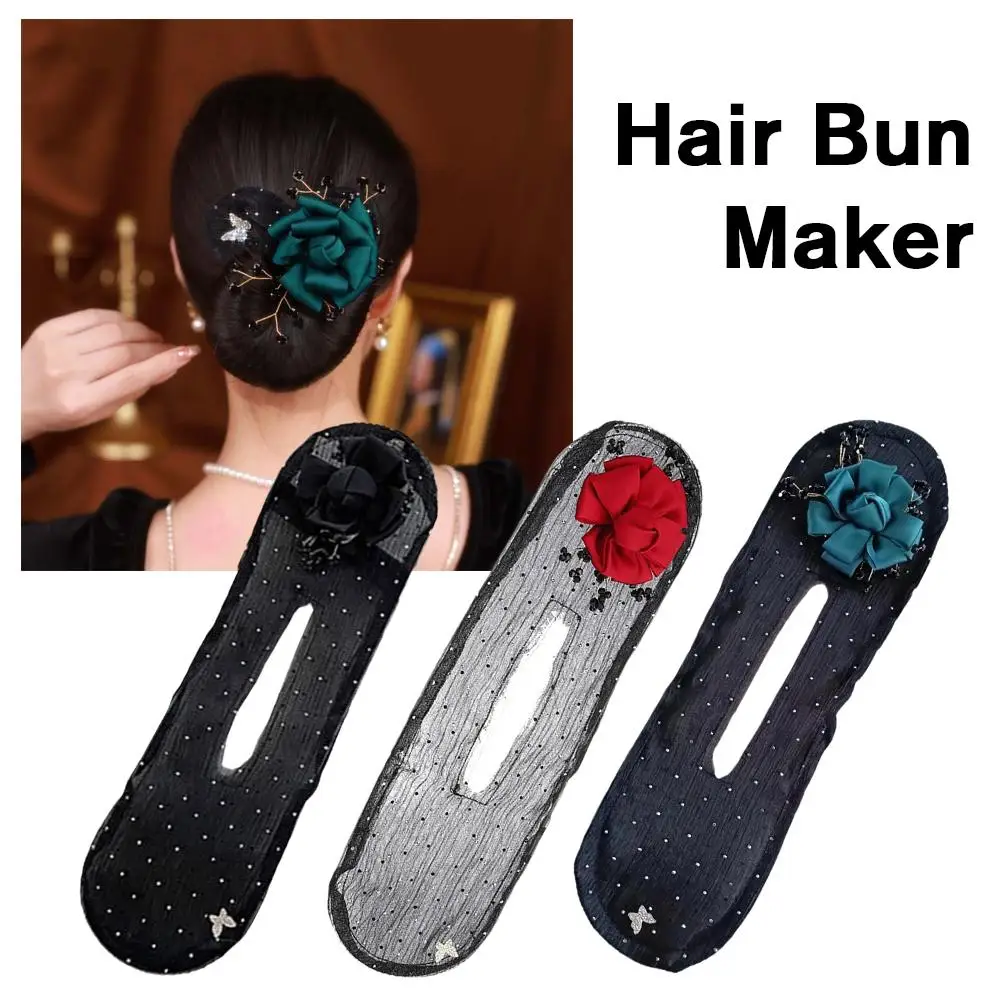 

New Hair Bun Maker Women's Net Yarn Bow Headband Lazy Headwear Hairpin Hair Curler Hair Roller Female Accessories Bow H4G3