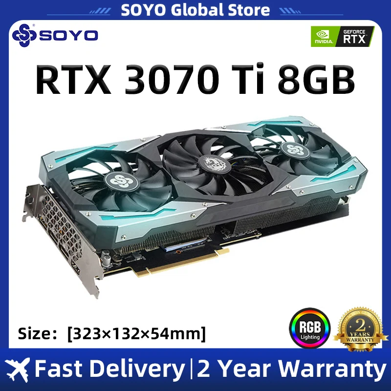 

SOYO Brand New Graphics Card GeForce RTX 3070 3070Ti GDDR6/GDDR6X 8G 12G Gaming Video Card NVIDIA For Desktop Computer GPU