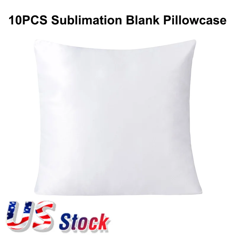 US Stock Plain White Sublimation Blank Pillow Case Cover Fashion 10pcs/pack 