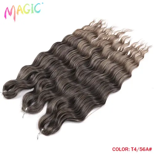 Anna Synthetic Hair 24 Inch Water Wave Braiding Hair Extensions Ombre Blonde Deep Wave Afro Curl Twist Crochet Hair for Women - Image 81