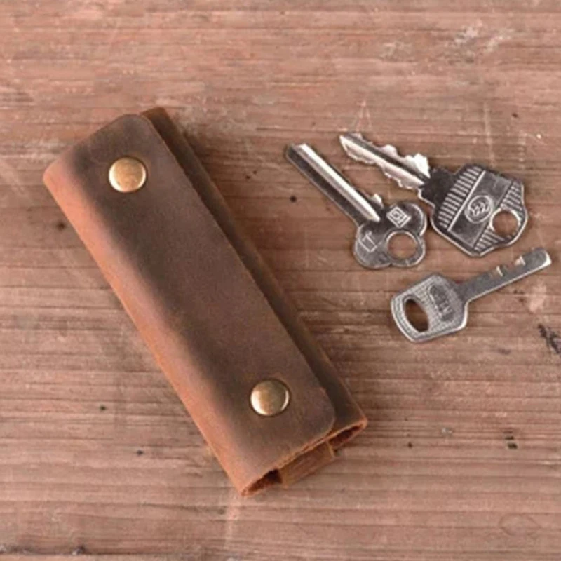 Compact Leather Key Organizer Holder, Handmade Leather Key Case