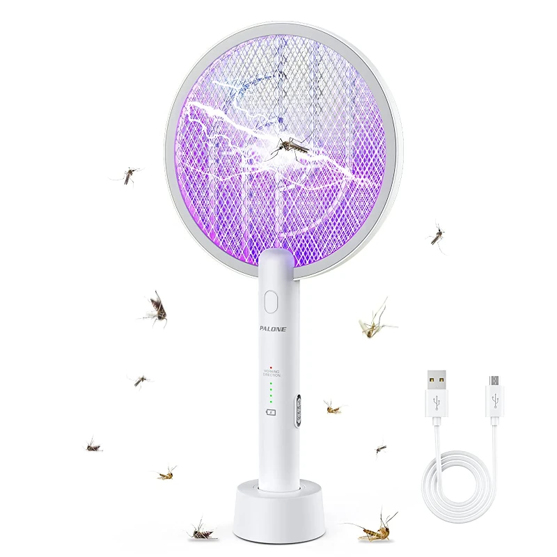 AISITIN 2 in 1 벌레 재퍼 라켓, 3000V 전기 플라이 스와터 라켓, 1200mAh 배터리 포함, 3 층 모기 킬러 램프 실내