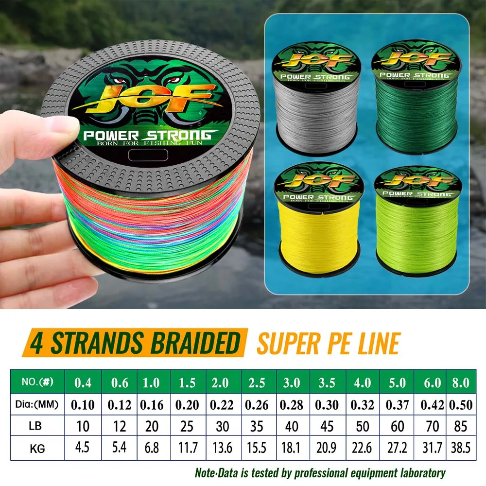 JOF Braided Line X4 100/300m 6 Color All For Fishing Line MaxDrag 85LB Multifilament PE Line For Saltwater Sea Fishing 2