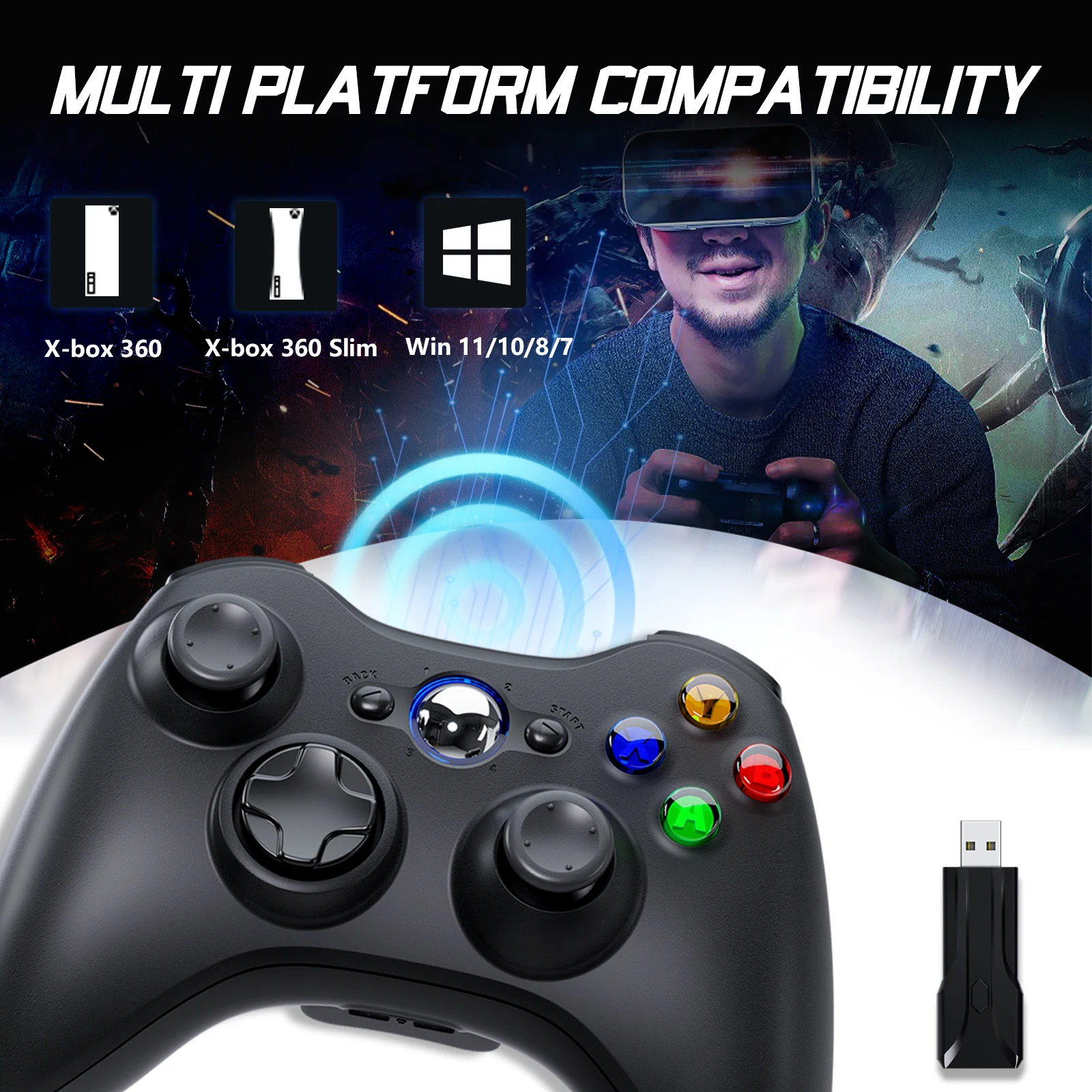 2.4G , USB   Ʈѷ, Xbox 360 ȣƮ ܼ е Microsoft PC Windows 7, 8, 10  е