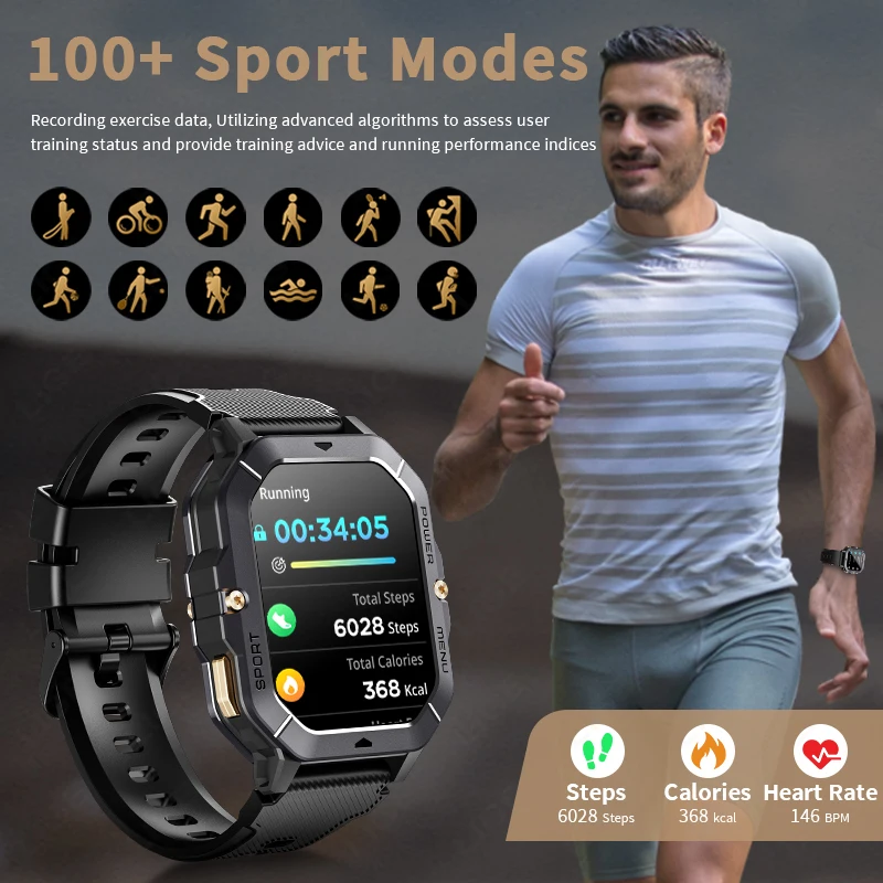 LIGE Smart Watch 2.02 Inch HD Large Screen 410mAh Men Outdoor Sports Wristwatch Bluetooth Call Health Monitor Women Smartwatch