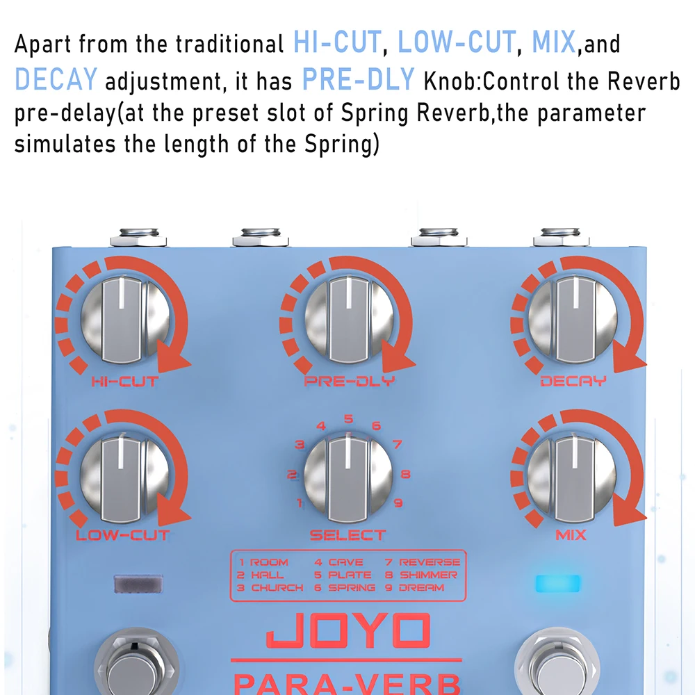 R-31 PARA-VERB Reverb Pedal Infinite & Trail Function 9 Stereo Reverb Effects Pe