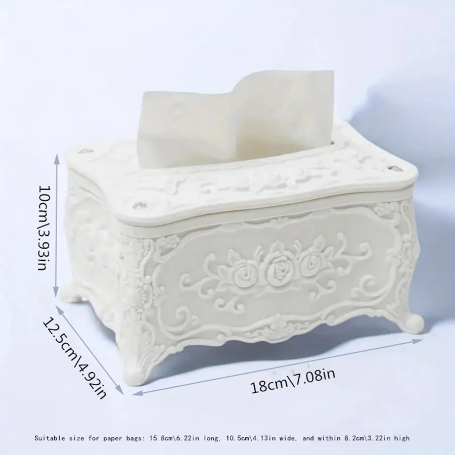 Simple European Tissue Box, Small Napkin Extraction Box, Restaurant, Bathroom, Office Desktop, Plastic Extraction Paper Storage 3