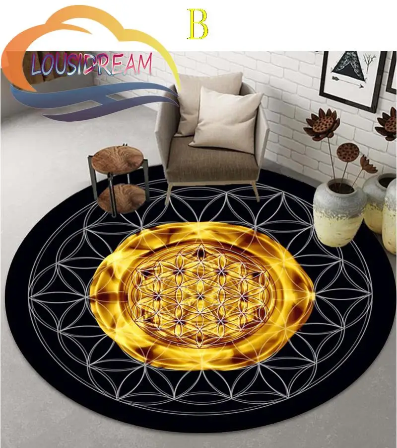 

Sacred Planet Geometry Flower of Life Round Child Cushion Bedroom Floor Mat Computer Chair Area Decoration carpets bed room