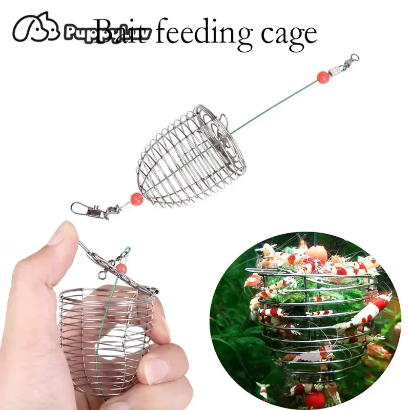 1PC Durable Aquarium Small Bait Feeder Crystal Shrimp Dry Food Feeding Fishing Lure Cage Stainless Steel Aquarium Bait Feeder 1
