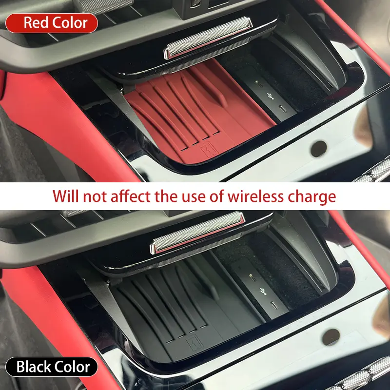 For Porsche Cayenne 2024 2025 2026 Silicone Car Wireless Charging Pads Center Console Organizer Cup Holder Insert Accessories - Image 3