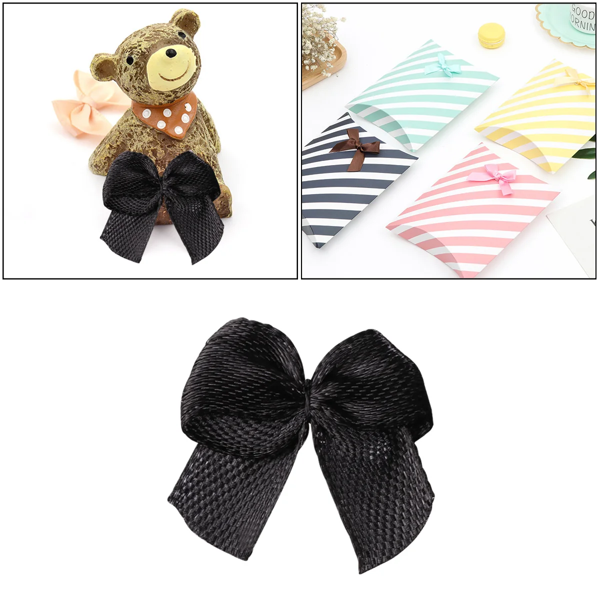 100pcsSmallRibbonBowBowsFlowersAppliquesFabricBows