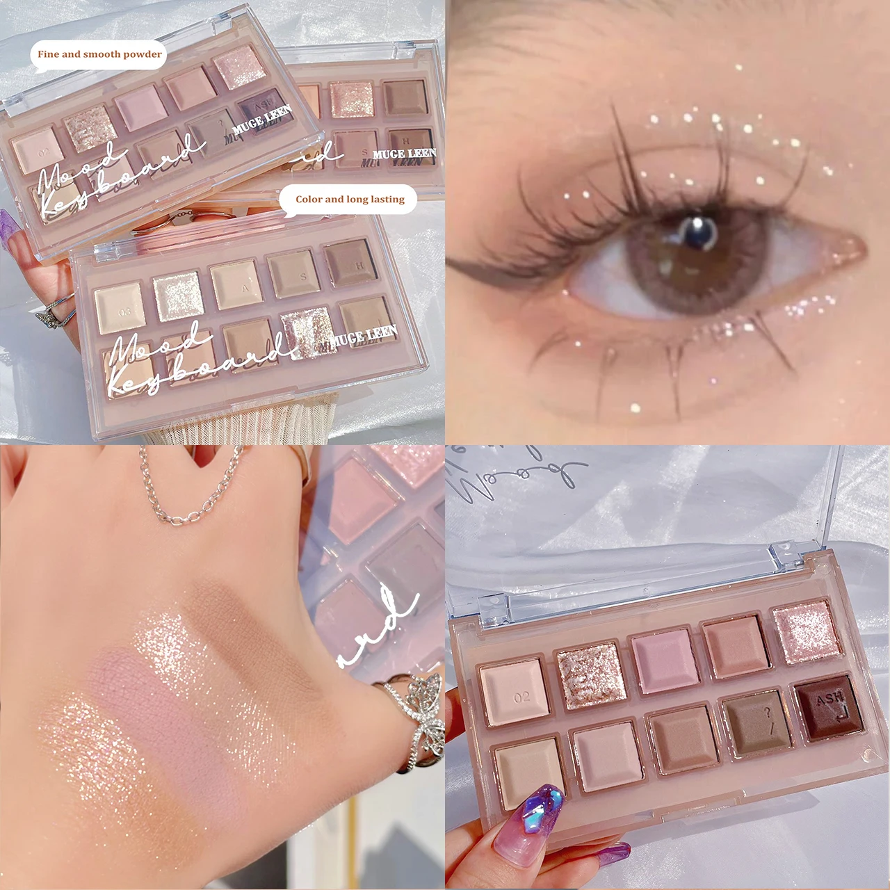 

Палетка водостойких теней для век Taro Pink, 10 цветов