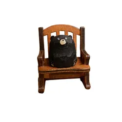 Handcrafted Wooden Bear Statue - Elegant Home & Office Decor (Black - YZ)