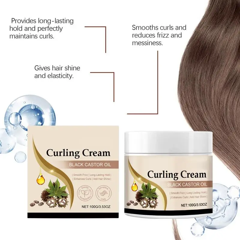 Oil Curl Cream 100g Non-Greasy Moisturizing Hair Cream Long Lasting Smoothing Anti-Frizz Lotion Defines & Enhances Curls & Waves