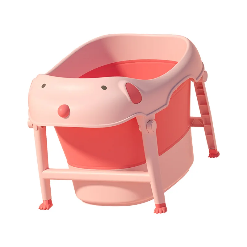 Plastic Foldable Bathtub Baby Children's Bathtub Intelligent Temperature Sensing Household bubble Bath Cartoon light