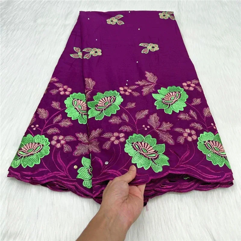 

5 yard Swiss voile lace fabric heavy beaded embroidery African High Qualit 100% cotton With diamonds popular Dubai style 7L11215