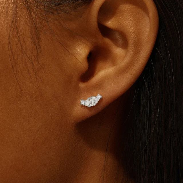 CANNER Trend 925 Sterling Silver Tassel Chains Star Zircon Flat Piercing Stud Earring For Women Girls Ear Bone Fine Jewelry Gift 4