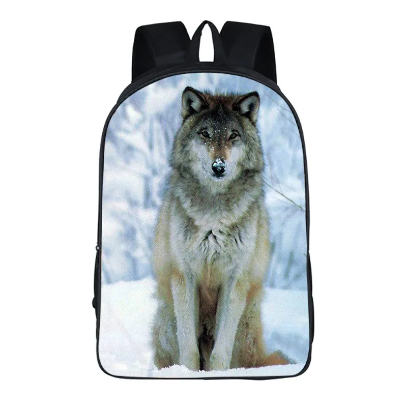 

Animal Wolf Pattern Student School bag Polyester Backpack Creative Burden Reduction Primary School Bags Mochil Laptop Bagas