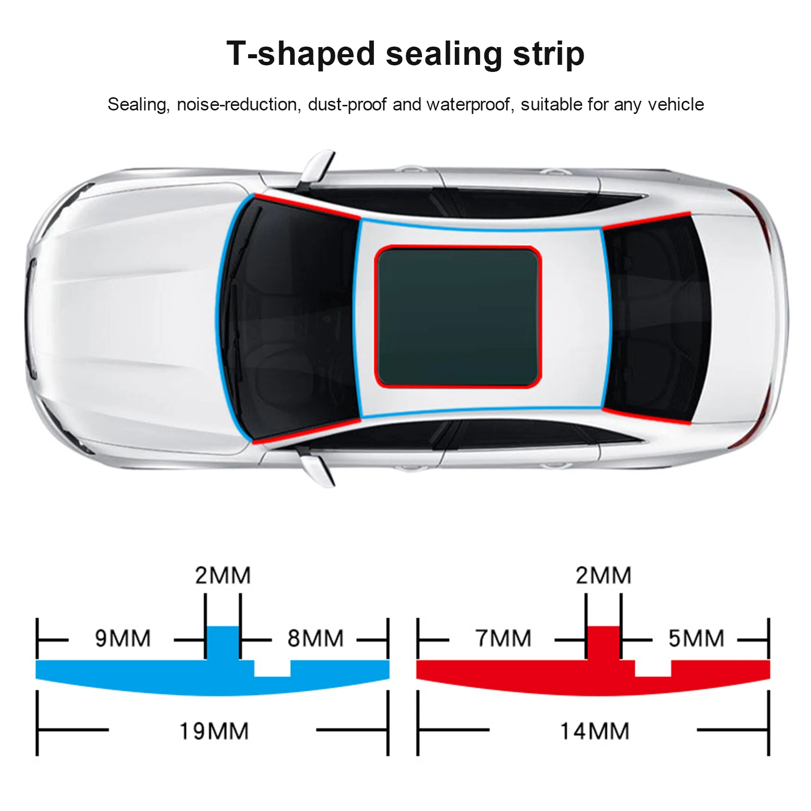 2M T Shape Car Sealing Strip Rubber Auto Seals Edge Sealing Strip Windproof Roof Windshield Car Sealant Protector Strip Sealant
