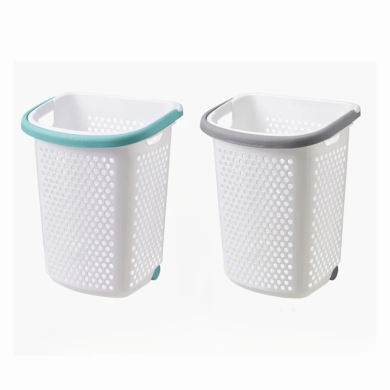 

Japanese Plastic Large Laundry Baskets Household Creative Dirty Clothes Basket With Wheels Bathroom Storage Basket With Handles