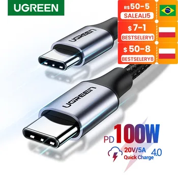 Ugreen USB C to USB Type C for Samsung S20 PD 100W 60W Cable for MacBook iPad Pro Quick Charge 4.0 USB-C Fast USB Charge Cord 1