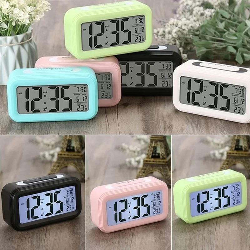 1PC Home LED Digital Alarm Temperature & Calendar Snooze Function Alarm Clock Luminous Table Electronic Smart Clock