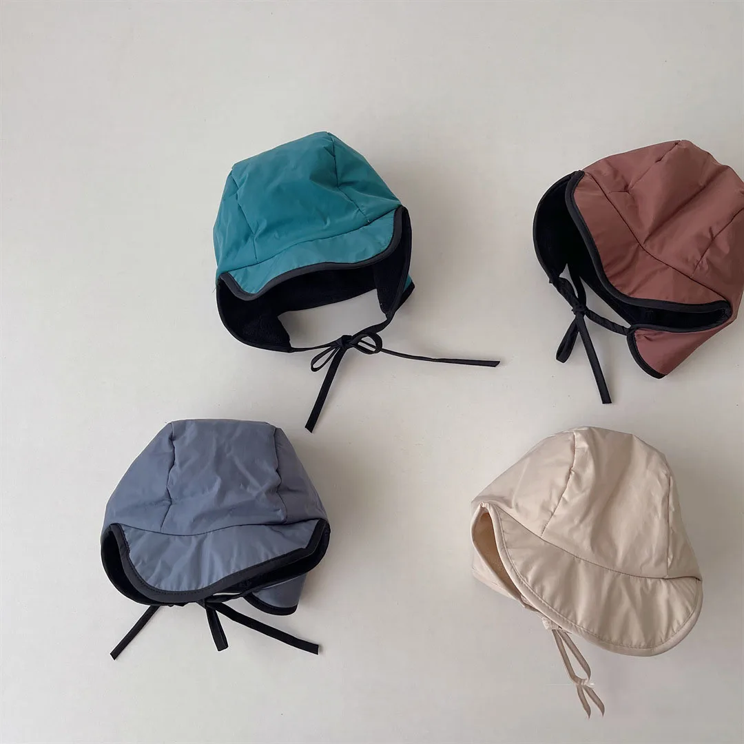 

Winter Warm Baby Hat Plush Protect Ear Windproof 2023 Kids Beanie Cap Korea Style Children's Flight Cap Kids Accessories